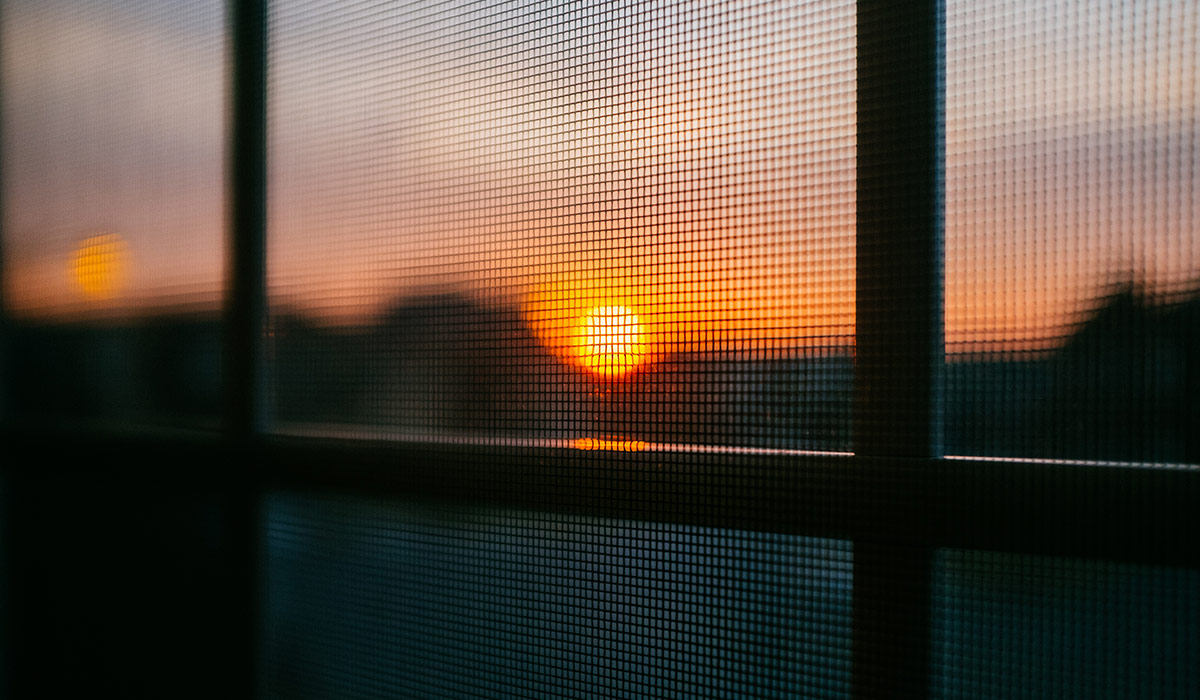 Sunrise through window