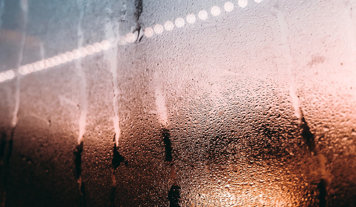 reflection of rain on a window