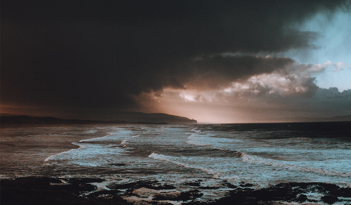 storm clouds over the water